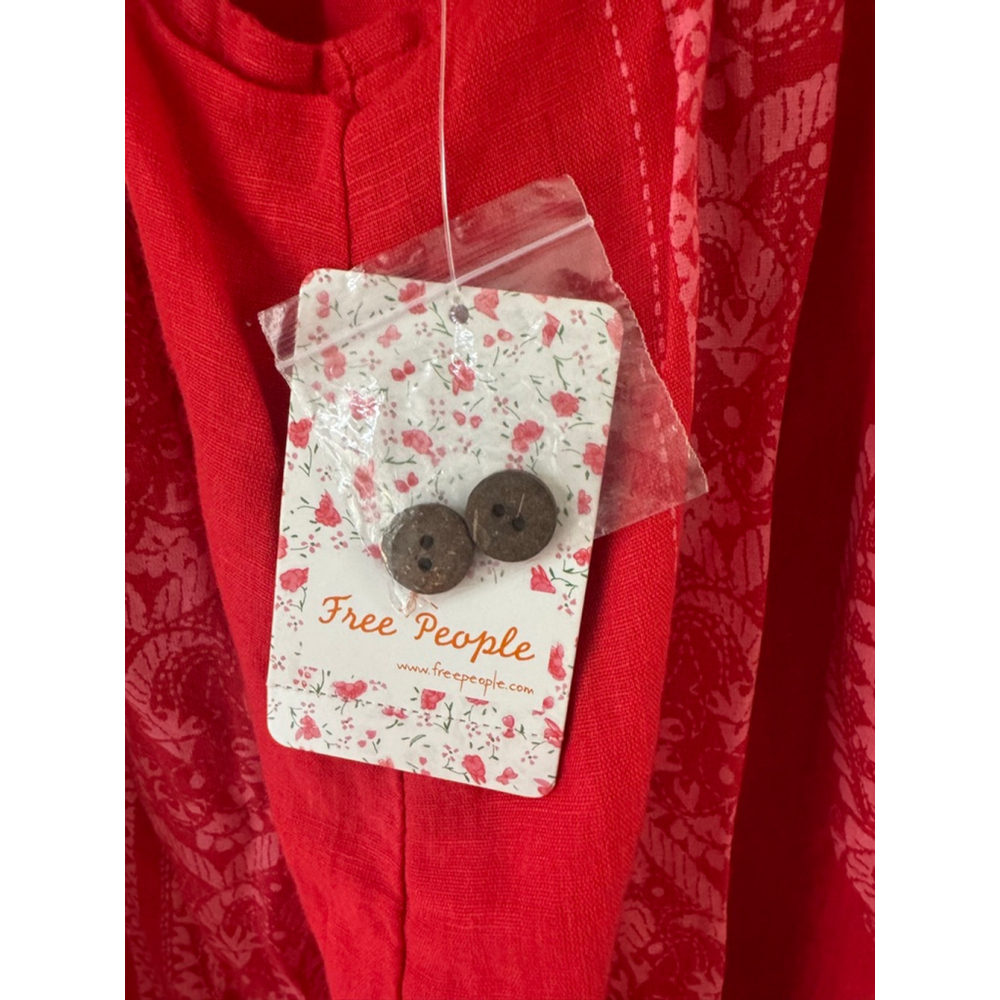 Free People Feel The Sun Red Bandana Jumpsuit NWT Sz 10 Boho Paisley Prairie - Picture 10 of 10